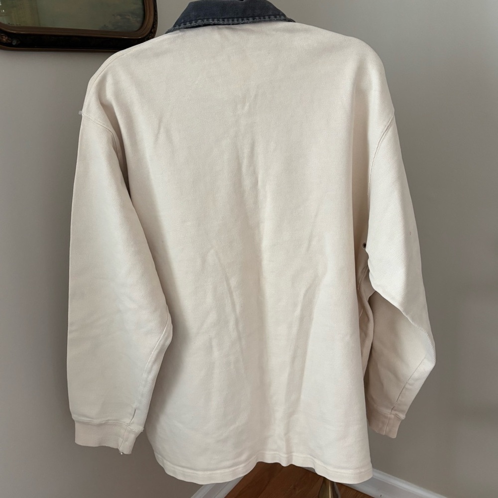 Vintage Polo Ralph Lauren Cream Cotton Rugby Polo Size XL - Picture 7 of 10